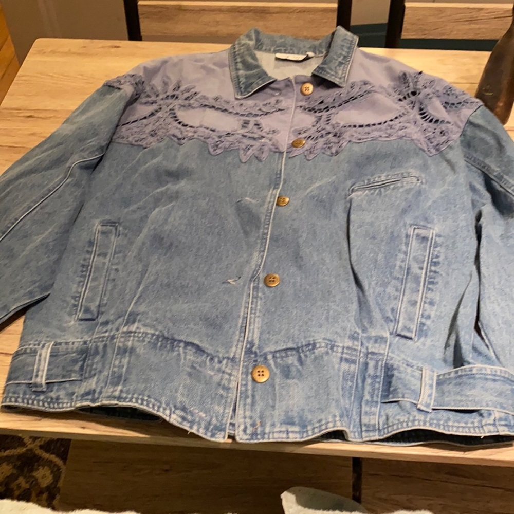 Vintage Together Jean Jacket Embroidered Large
